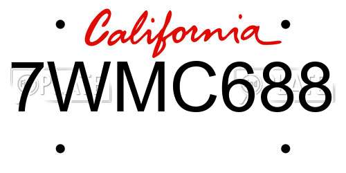 7WMC688 California License Plate