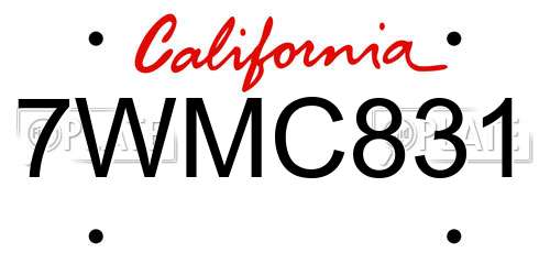 7WMC831 California License Plate