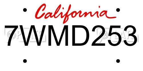 7WMD253 California License Plate