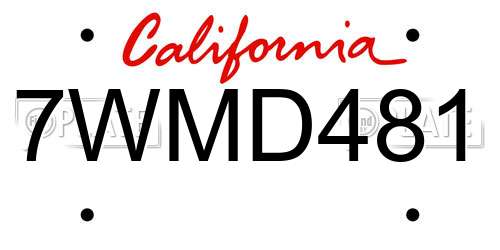 7WMD481 California License Plate