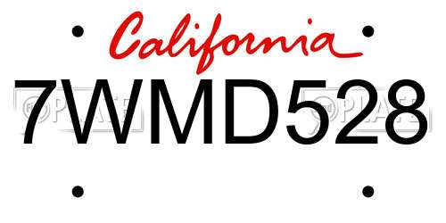 7WMD528 California License Plate