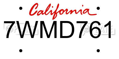 7WMD761 California License Plate