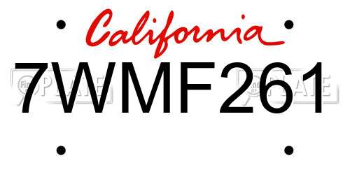7WMF261 California License Plate
