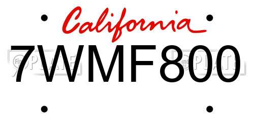7WMF800 California License Plate