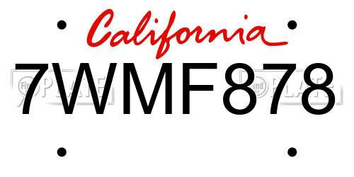 7WMF878 California License Plate