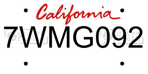 7WMG092 California License Plate