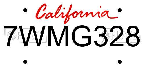 7WMG328 California License Plate