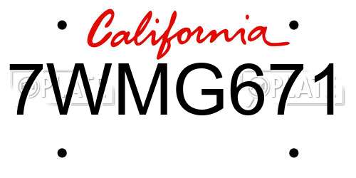 7WMG671 California License Plate