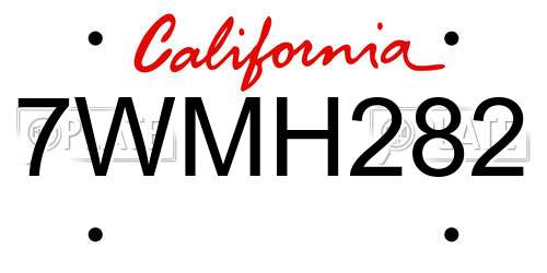 7WMH282 California License Plate
