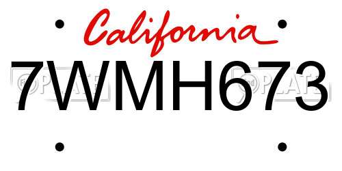 7WMH673 California License Plate