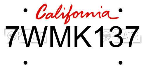 7WMK137 California License Plate