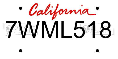 7WML518 California License Plate