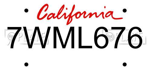 7WML676 California License Plate