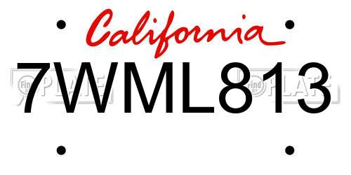 7WML813 California License Plate