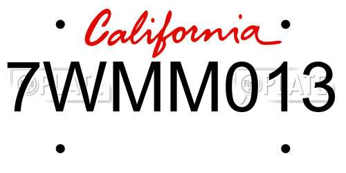 7WMM013 California License Plate