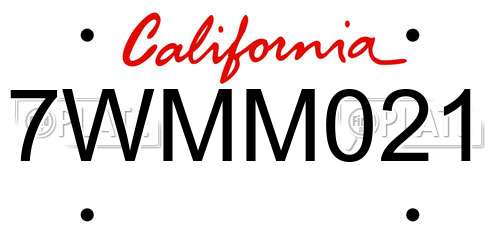 7WMM021 California License Plate