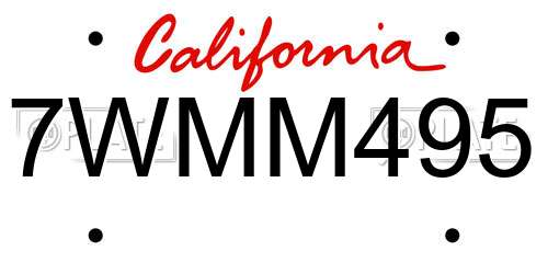 7WMM495 California License Plate