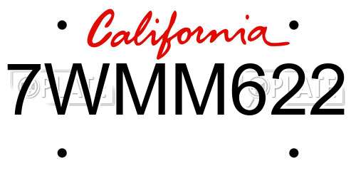 7WMM622 California License Plate