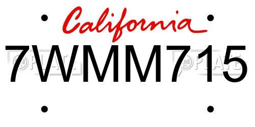 7WMM715 California License Plate