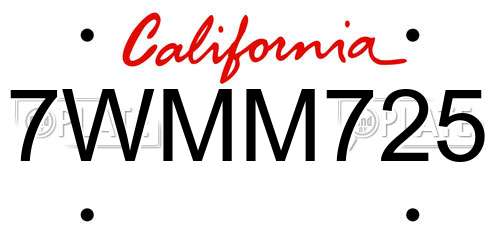 7WMM725 California License Plate