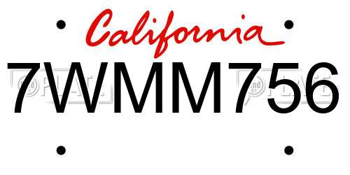 7WMM756 California License Plate