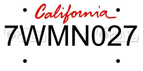 7WMN027 California License Plate