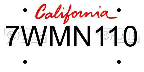 7WMN110 California License Plate