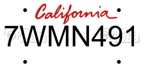 7WMN491 California License Plate