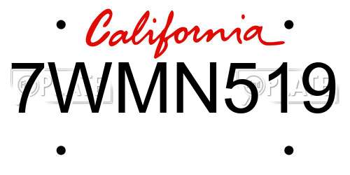 7WMN519 California License Plate