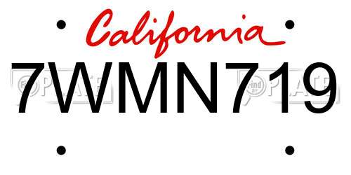7WMN719 California License Plate