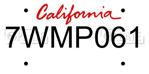 7WMP061 California License Plate