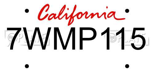 7WMP115 California License Plate