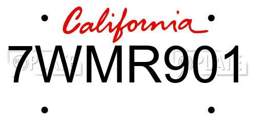 7WMR901 California License Plate