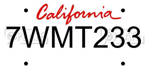 7WMT233 California License Plate