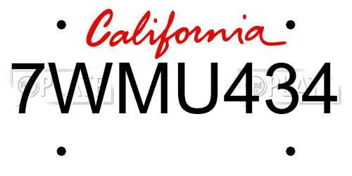 7WMU434 California License Plate