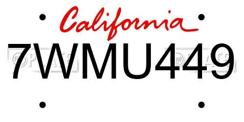 7WMU449 California License Plate