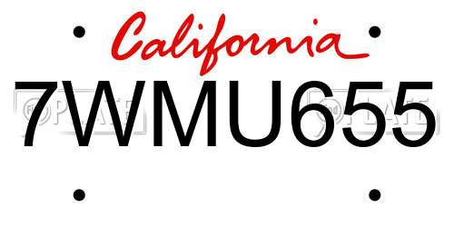 7WMU655 California License Plate