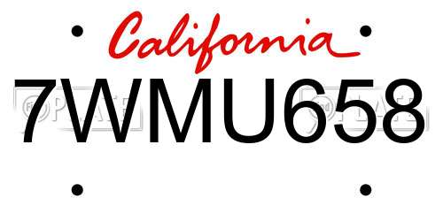 7WMU658 California License Plate