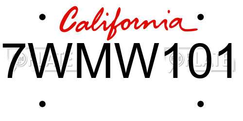 7WMW101 California License Plate