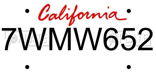 7WMW652 California License Plate