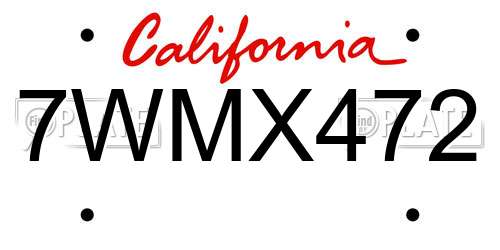 7WMX472 California License Plate