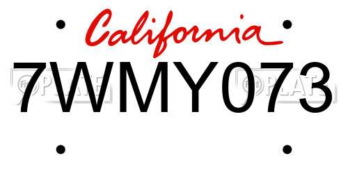 7WMY073 California License Plate