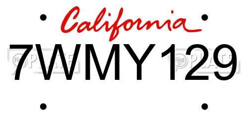 7WMY129 California License Plate