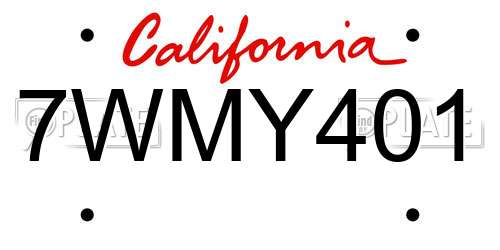 7WMY401 California License Plate