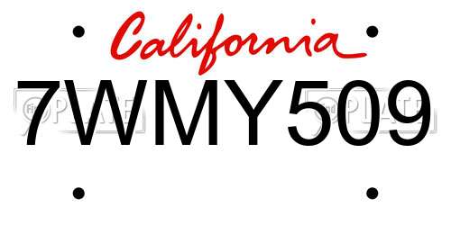 7WMY509 California License Plate