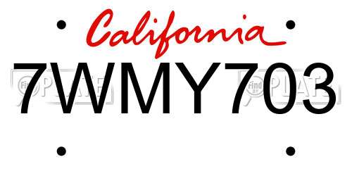 7WMY703 California License Plate