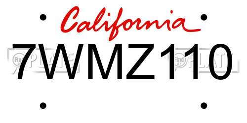 7WMZ110 California License Plate