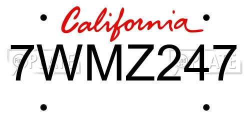 7WMZ247 California License Plate