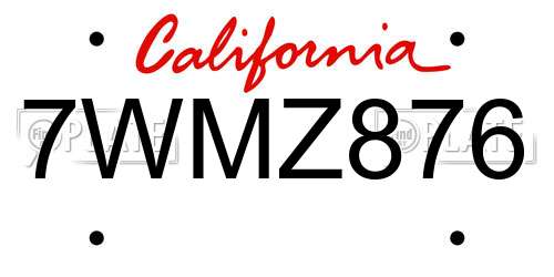 7WMZ876 California License Plate
