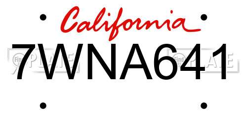 7WNA641 California License Plate